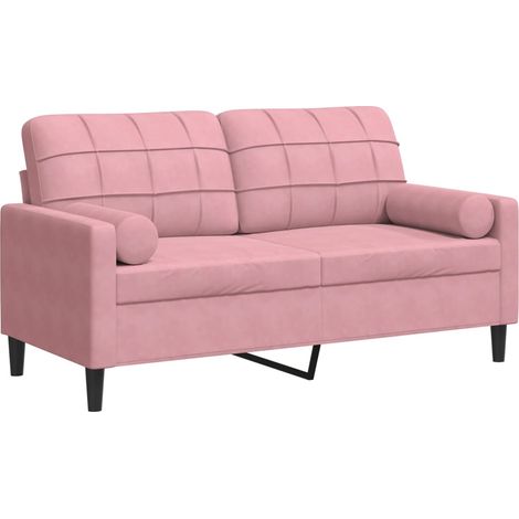 Maison Exclusive - Sofá de 2 plazas con cojines terciopelo rosa 1