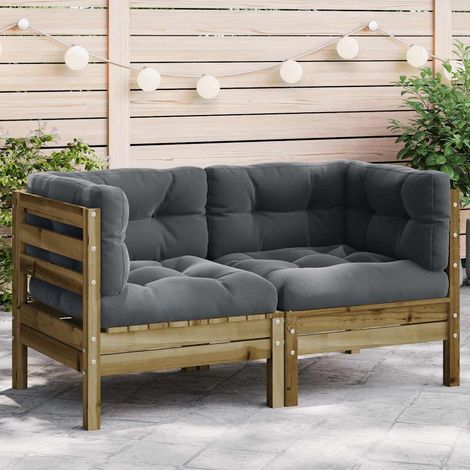 Garten-Ecksofa mit Kissen 2 Stk. Kiefernholz Imprägniert (1/5)