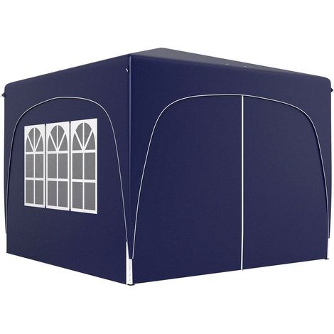 Pavillon 3x3m, wasserabweisend Stabil Winterfest Pop-up Faltpavillon, UV Schutz 50+, Faltbar Partyzelt Gartenzelt mit 4 Seitenteilen Tasche Gartenpavillon für Camping Garten, Dunkelblau