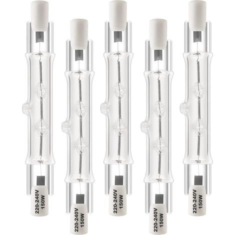 R7s Ampoule Halogène 78mm 150W, AC220-240v Dimmable Halogène R7s Blanc Chaud 2800K, J78 Ampoule Halogène Crayon pour l'éclairage de paysage, sécurité, lampadaire, Lot de 5 (1/4)