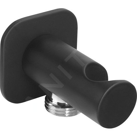 Support de douche, fixe, avec raccord de douche, noir mat (1/2)