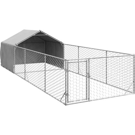 Maison Exclusive - Cuccia per Cani da Esterno con Recinto 6x2x1,5m Acciaio Zincato