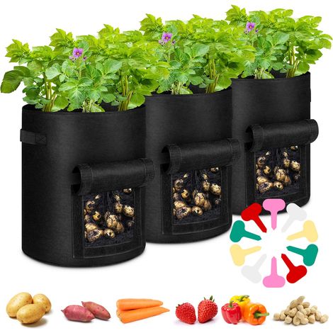 Filiyano-Sacs de culture pour pommes de terre, sacs de jardin, lot de 3 sacs non tissés de 7 gallons (26,5 litres), sacs de culture pour pommes de (1/5)