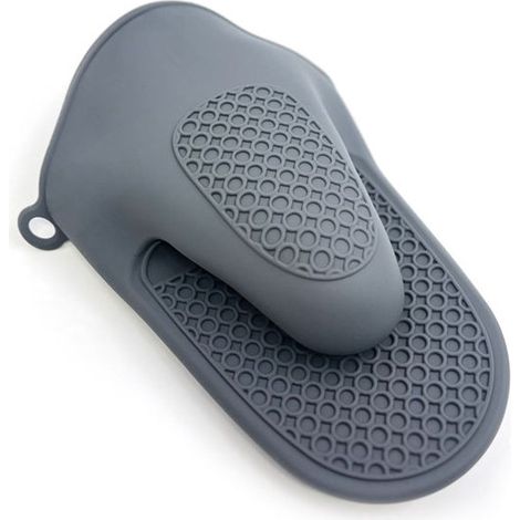 Silikon-Ofenhandschuhe, hitzebeständige Küchenhandschuhe mit rutschfestem Design zum Kochen, Backen und Grillen in der Mikrowelle (grau) (1/5)