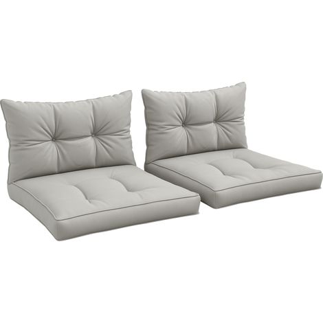 Outsunny 2pc Outdoor Seat Cushions Back Cushions, Water Repellent Seat Pads for Garden Patio Light Grey (1/5)