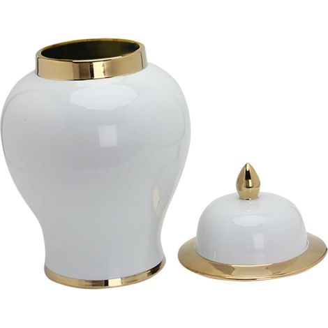 Vase Céramique Blanc Décoratif pour Fleurs Séchées Centre De Table Élégant Décoration Bureau Et Maison Pot Stockage Thé Dimensions XS (1/5)