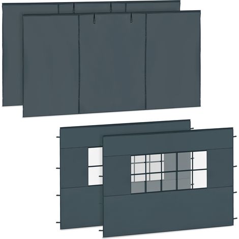 VONROC Parois latérales 3x4,5 m gris set 4 pièces étanche UV50+ compatible PT502XX PT805AA (1/3)