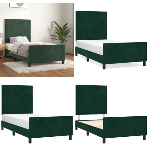 Bettgestell ohne Matratze Dunkelgrün 90x190 cm Samt - Samtbetttgestell - Bettestel Mit Kopfstütze - Doppelbett - Boxspringbett - Nachttisch - Home & Living (1/5)