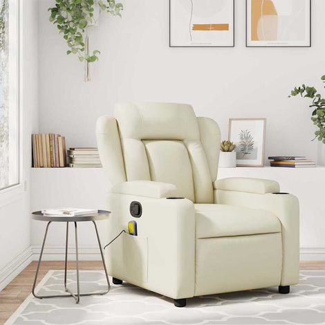 Massagesessel mit Relaxfunktion, Kunstleder, Creme