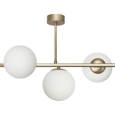 Lampadario a sospensione con paralumi a sfera in vetro, attacco E14, LED, finitura titanio patina 14-906