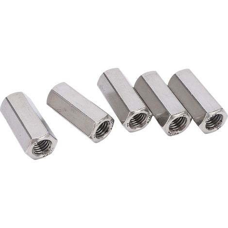 Lot de 5 écrous de raccordement hexagonaux en acier inoxydable anticorrosion M12, couleur argent, pour vis et boulons (1/5)