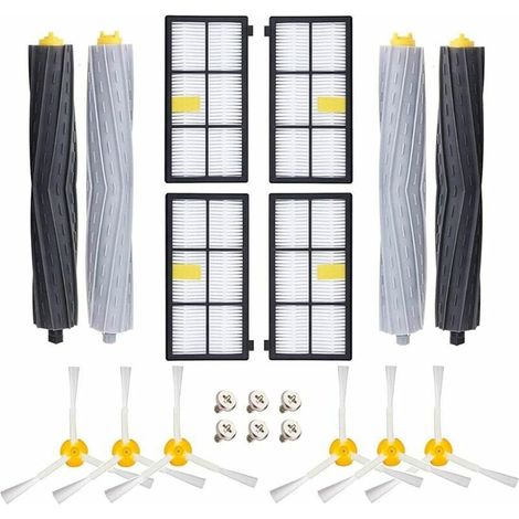 Kit Accessoires Rechange Pour Robot Aspirateur - Filtres Brosse Latérale Rouleaux Caoutchouc Vis - Compatible Roomba Série 800 900 - 4 Filtrés 6 Brosses 4 Rouleaux 6 Vis (1/5)