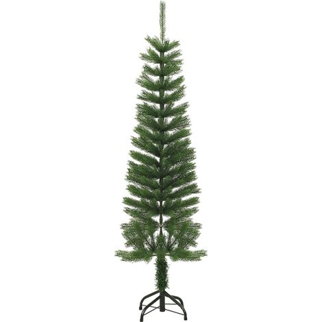 Sapin de Noël Arbre de Noël artificiel mince avec support 150 cm PE (1/5)