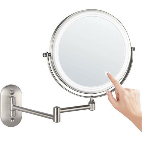 Miroir Grossissant Mural LED 7X Rechargeable USB Pliable 360° Rasage Précision Maquillage Pour Salle De Bain (1/2)