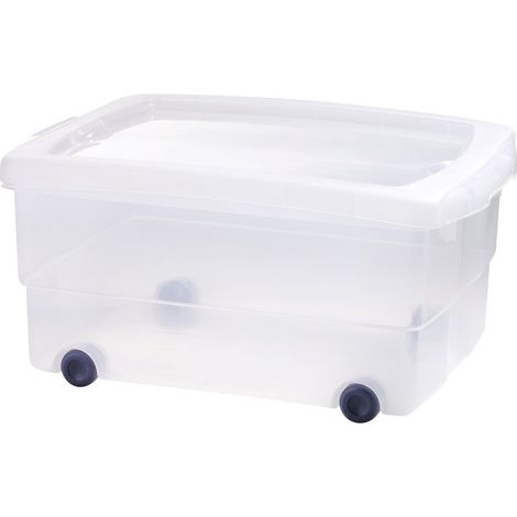 EDA – Coffre de jardin roulant 80L en plastique résistant – 79 x 39 x 40 cm – 2 roues intégrées pour transport facile – Couvercle sécurisé (1/5)