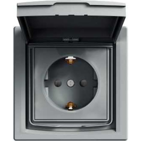Presa Asfora Schuko IP44 con telaio (1 modulo) in acciaio EPH3100362