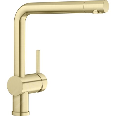 Blanco – Mitigeur de cuisine or satiné 360° pivotant – Bec élancé – Cartouche céramique – Débit 14,4 L/mn – 526683 (1/6)