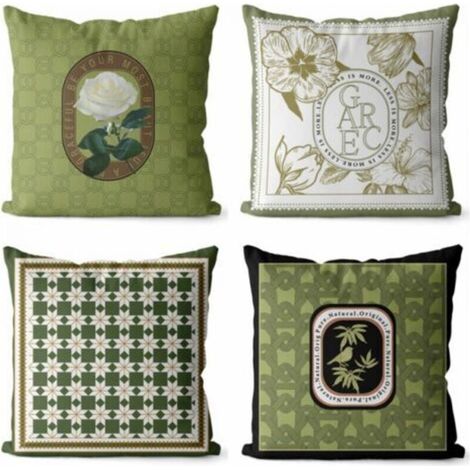 Set of 4 45x45 Cushion Covers Decorative Pillowcase Sofa for Bedroom, Couch, Chair, Bed, Garden (Vintage Green) (1/5)