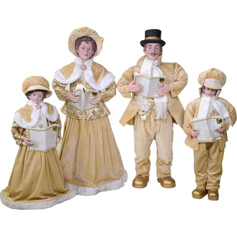 Famiglia cantori in Tessuto oro set 4pz cm 21x15xh70