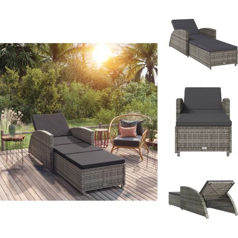 Sonnenliegen - Living Sonnenliege mit Dunkelgrauer Auflage Poly Rattan Grau (1/5)