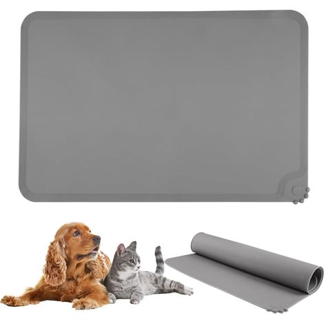 Silicone Pet Feeding Mat 48 x 30 cm for Dogs and Cats, Dark Grey (1/5)