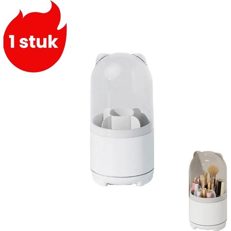 Boîte de rangement pour pinceaux de maquillage - Pot de rangement pour cosmétiques - Porte-stylo - Blanc (1/5)