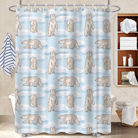 Kit rideau de douche en polyester 180x180 avec 12 œillets polyester pour salle de bain pour cabine de douche (1/5)
