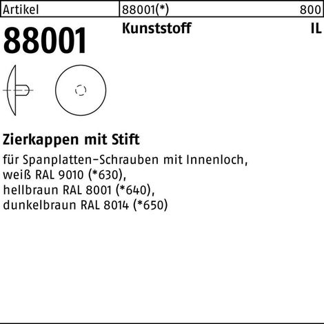 Kappen mit Innenloch 2,5 x 15 weiß, für ABC-SPAX Kunststoff S 1000 Stk (1/2)