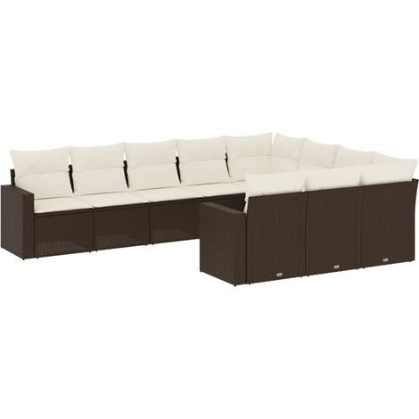 Maison Exclusive - Set de sofás de jardín 10 pzas y cojines ratán (1/5)
