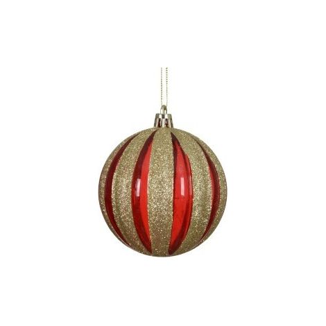 Weihnachtsbaumkugel rot und gold dekoriert Ø8 cm