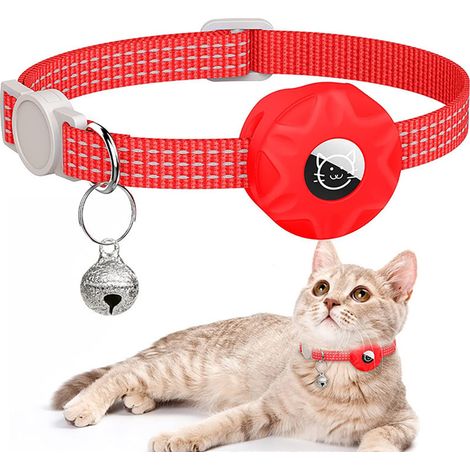 Katzenhalsband mit wasserdichter Airtag-Halterung und Sicherheitsverschluss, GPS-Katzenhalsband kompatibel mit Apple Airtag, Ortungshalsband für Katzen und Welpen