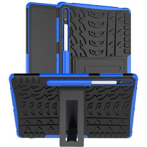 Tablette Coque Samsung Galaxy Tab S7 Plus Coque 2 en 1 Silicone Doux TPU & PC Protection Antichoc - Bleu (1/4)