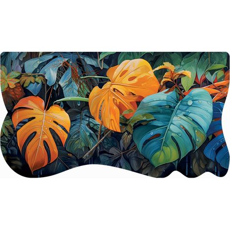 Tappeto Cucina Pvc Stampa Digitale HD Foglie Palme Moderno Sagomato Lavabile Antimacchia - 50x90 cm