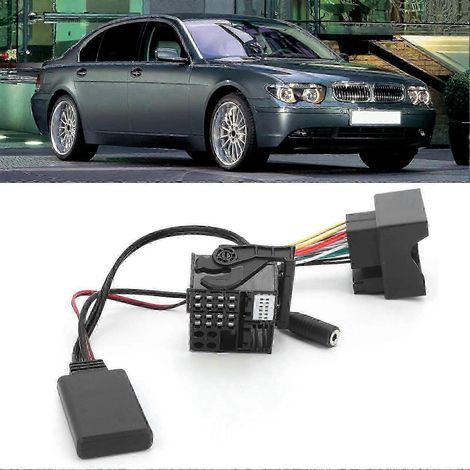 Adaptateur de câble audio AUX Bluetooth 5.0 sans fil avec microphone compatible avec les modèles E60, E63, E64, E65, E66 et E87. (1/5)