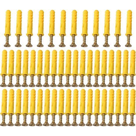Lot de 50(M6 x 30) chevilles murales robustes et vis pour cloison sèche, vis d'expansion en acier inoxydable, pour sécuriser les articles ménagers (1/5)