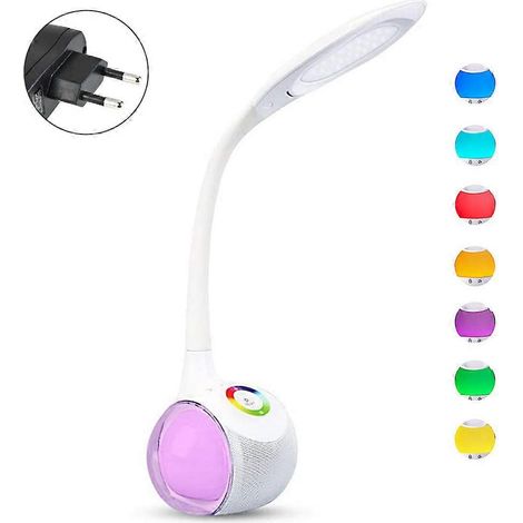 Lampe de bureau LED 5W, lampe de table enfant à intensité variable avec col de cygne, surface tactile pour éclairage coloré, 3 niveaux de luminosité, lampe d'ambiance (1/5)