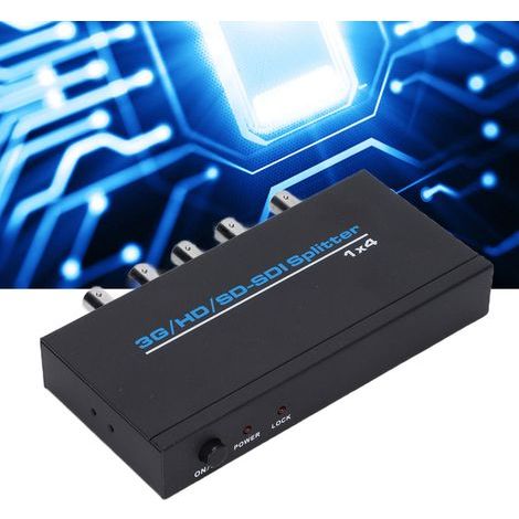 Amplificatore di distribuzione SDI professionale con 1 ingresso e 4 uscite, splitter di segnale ad alta risoluzione, alimentatore 110-240 V con spina europea. (1/5)