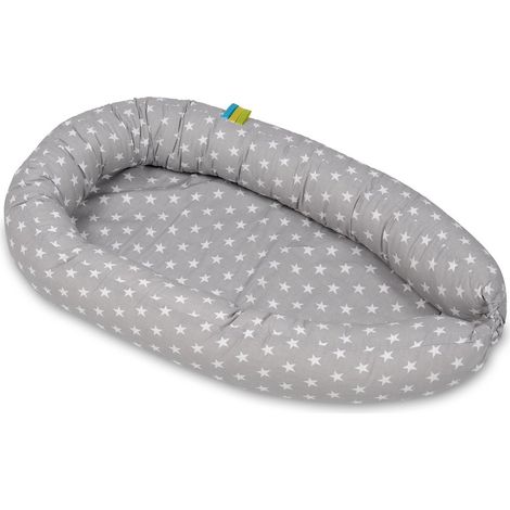 Nido de bebé - nido de bebé - 0-8 meses - 100% algodón - 82x54cm - estrellas blancas y grises