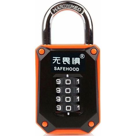 Cerradura para casillero - Combinación resistente de 4 dígitos en acero inoxidable endurecido - Números fáciles de leer - Reiniciable e irrompible - Paquete de 1 - Naranja (1/4)