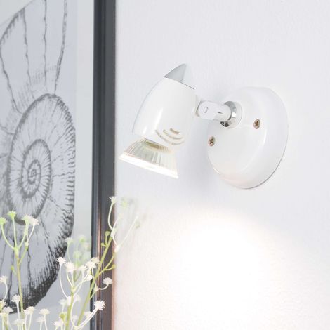 Wandlampe Weiß GU10 Glas Metall Modern Wandleuchte