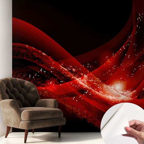 Tapete Selbstklebend - abwaschbar - trendige Wanddeko - elegant Fototapete Roter Strudel 250x250 cm (1/5)