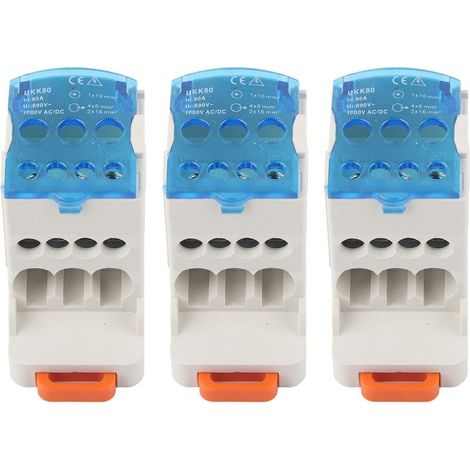Boîte de distribution pour rail DIN 3 pièces, bornier UKK-80A, connecteur de fil électrique, boîte de jonction d'alimentation universelle