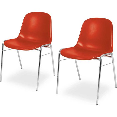 BRB 2 Kunststoffschalenstühle, verchromtes Untergestell, BxTxH 495x520x770 mm (rot) (1/2)