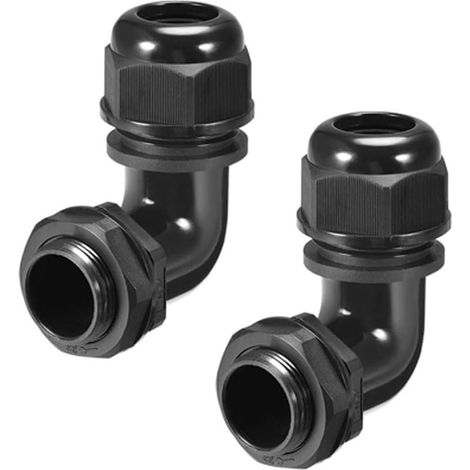 Presse-étoupe M12 étanche à 90 degrés en plastique et nylon coudé avec écrou de verrouillage et joints pour câble de 4 à 8 mm de diamètre (1/5)