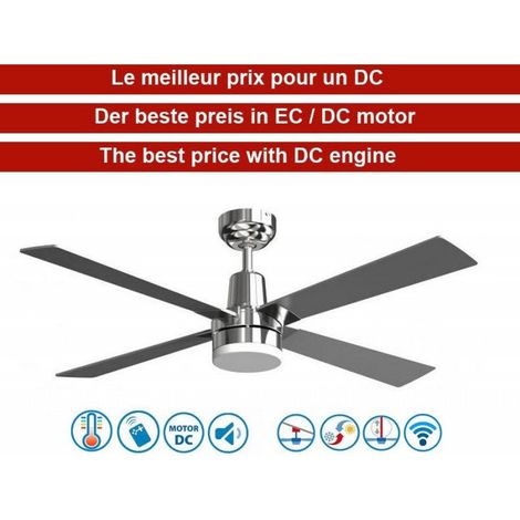 Ventilador de Techo ø122 cm con LED y Wifi Reversible Hypersilence (1/5)