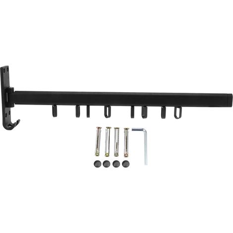 Tendedero Pared Aluminio Negro Retráctil con Ganchos Integrados, Ahorro de Espacio y Resistente – Ideal para Balcón e Interior (1/5)