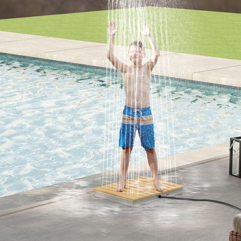 Douche jardin sol jet jusqu'à 4 m structure alu résistante UV 70,5x55 cm