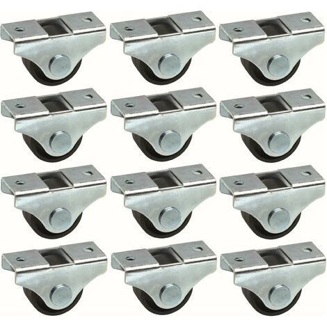 12x roulette meuble 25mm universelle mini rouleau noir pied lit casier chariot poubelle rangement table roue (1/3)
