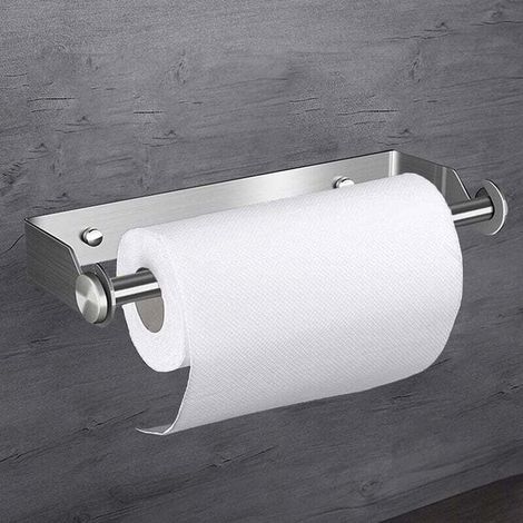 Wall Mounted Paper Towel Holder, Under Cabinet Roll Holder, Stainless Steel, Self-Adhesive Free Drilling, for Storing Toilet Paper and Towels, Silver MUMU (1/4)