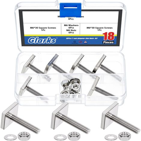 6 ensembles M6 x 30mm boulon de tête carrée avec écrou hexagonal et kits de rondelles, boulons de toit en acier inoxydable entièrement fileté, kit de vis de machine carrée pour machines (1/5)
